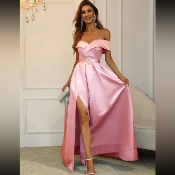 Pleated Split Thigh Prom Dress - Picture 5 of 12